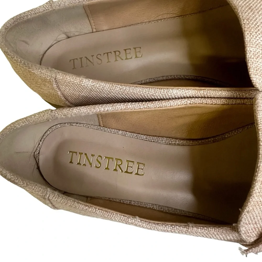 Tinstree Pale Pink Tweed Pointed Toe Slip On Flats Buckle Loafer Shoes Womens 8